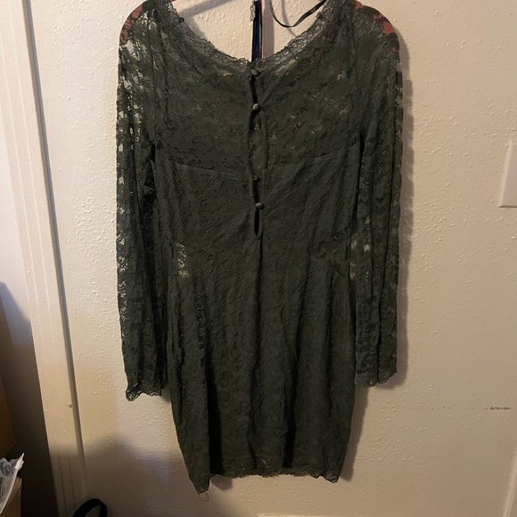 FREE PEOPLE Forest Green Lace Long Sleeve Dress. TRULY STUNNING!! - Picture 5 of 8